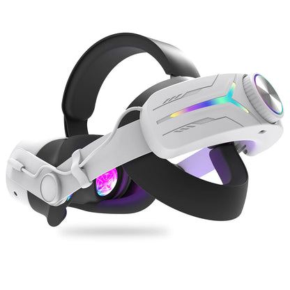 Headband with RGB Lighting 12000mah Rechargeable Battery Compatible with Meta Quest 3/3S Gaming Headband VR Accessories