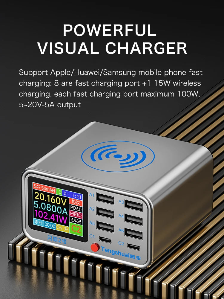 SHANBA No.2 320W flash charging USB Type-C wireless charging station For mobile phone /ipad/ laptop power super fast charging