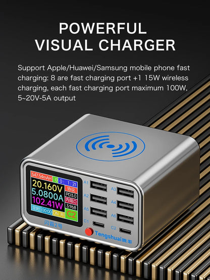 SHANBA No.2 320W flash charging USB Type-C wireless charging station For mobile phone /ipad/ laptop power super fast charging