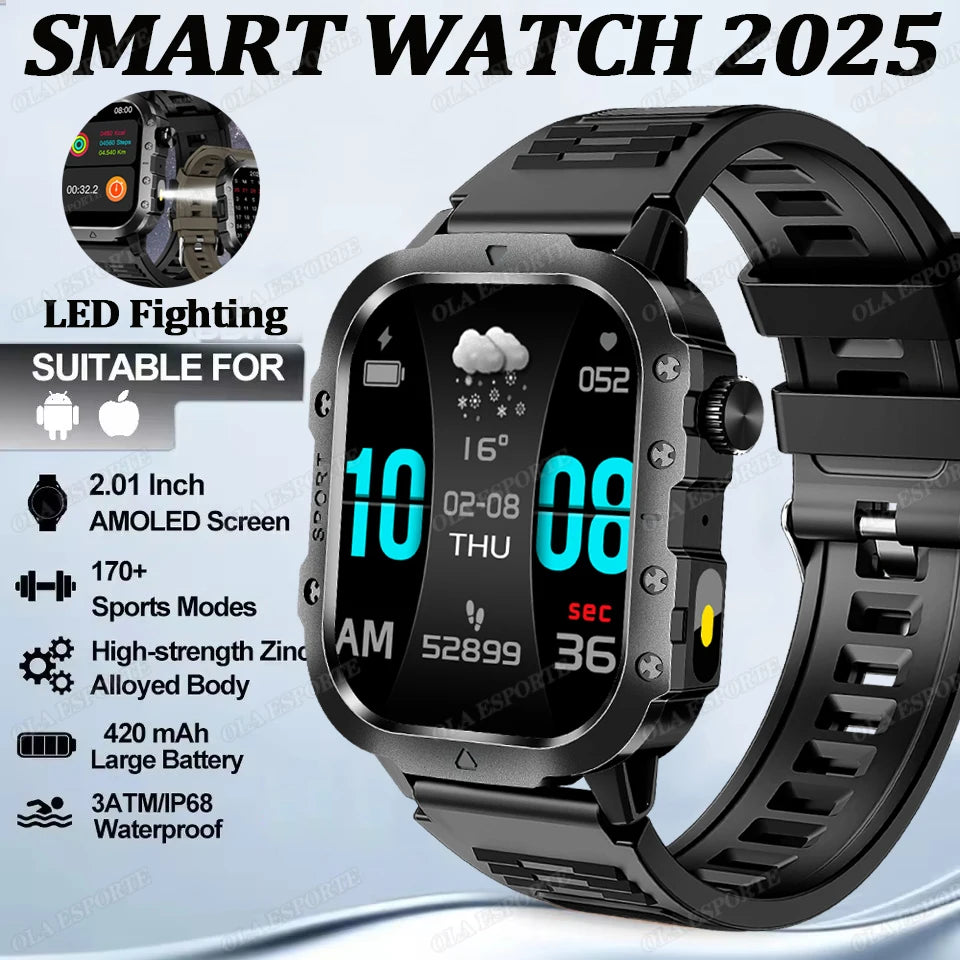 For Xiaomi Huawei Smart Watch Men Women Bluetooth Call GPS Compass Tracker Sports Watches LED Flashlight Touch Screen Smartwatch
