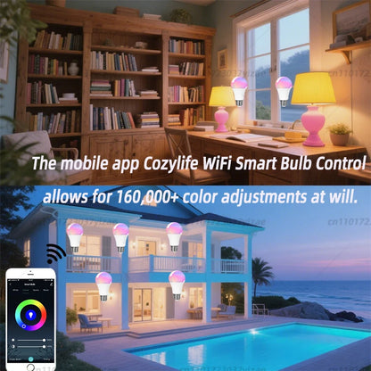 RGB E27 Wifi Smart Dimming Light Bulb Timer Voice Control CozyLife Support SmartThings Alexa Google Home Alice Home Assistant