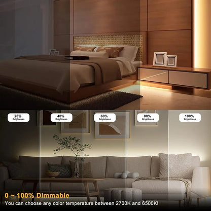 Tuya Smart WiFi COB CCT LED Strip 12V 2m 3m 5m 10m Dimmable Flexible 2700-6500K Dual White Room Decor Light fr Alexa Google Home