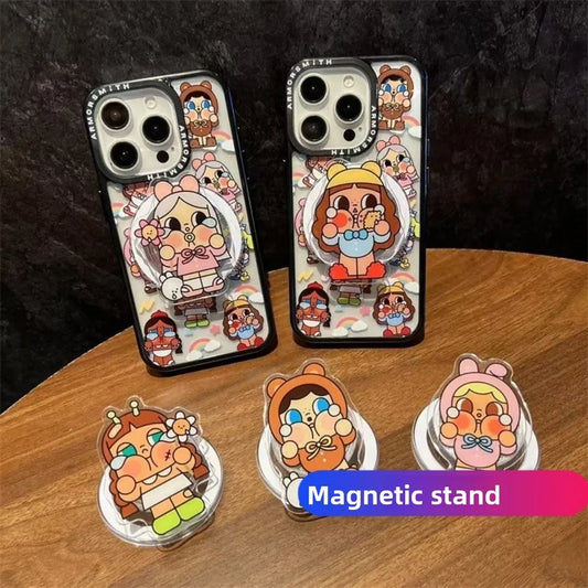 NEW Korea Cartoon Cartoon Strong Magnetic Popsockets Holder for Magsafe Griptok Foldable Stand Finger Bracket Case Accessory