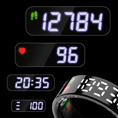 Men for Smart Ring LED Display Screen Heart Rate Blood Oxygen Monitoring Multi Women smart ring Couple Holiday Gift Health rings