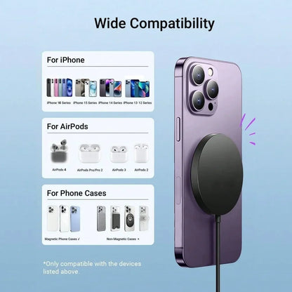 New 30W Magnetic Wireless Charger Fast Charging Pad Stand for iPhone 16 15 Pro Max Phone Chargers Station with Type C Data Cable