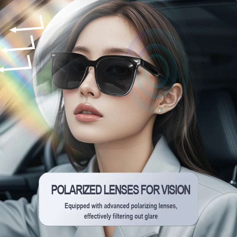 LIGE New 34g Super Light Smart Sunglasses BLE5.4 Wirless Call Voice Assistant Music Play Men Women Sunglasses UV400 Protection