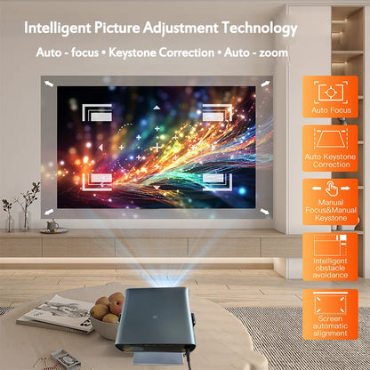 4K 600ANSI S-12 Native Portable Projector 1080P Auto Focus Keystone Correction BT5.2 Android 9 WIFI6 Home Cinema Mini Projector