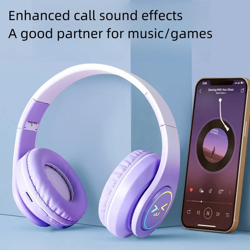 5.3 Earphone Bluetooth Wireless Earphones GRB Glow Original Gaming Headset Gamer With Mic Noise Canceling Headphones Girls Gifts