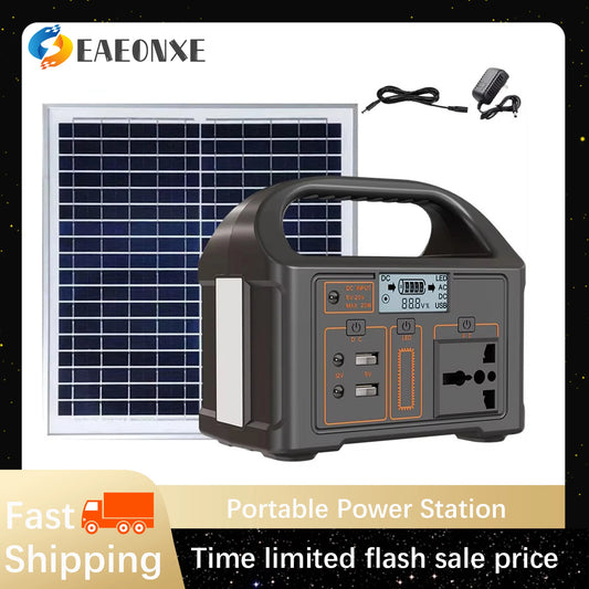 Portable Power Station 300W 500W Solar Generator 460Wh LiFePo4 Batteries 110V 220V Energy Storage Supply LED For Camping RV Trip