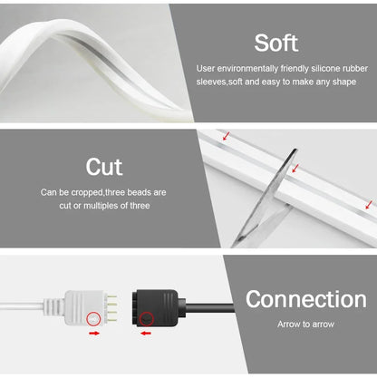 1-5M USB Zigbee 3.0 RGB Neon LED Strip Lights Waterproof  Dimmable Flexible Tape Kitchen Cabinet TV Room Night Light for MQTT