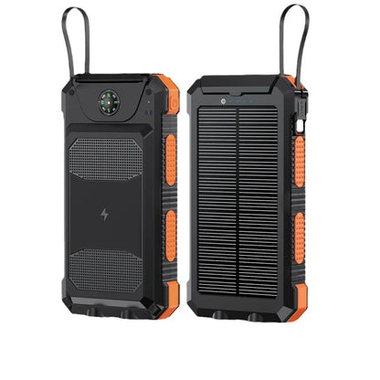 Self-wired fast charging wireless solar charging treasure 20000 mA Compass waterproof mobile power