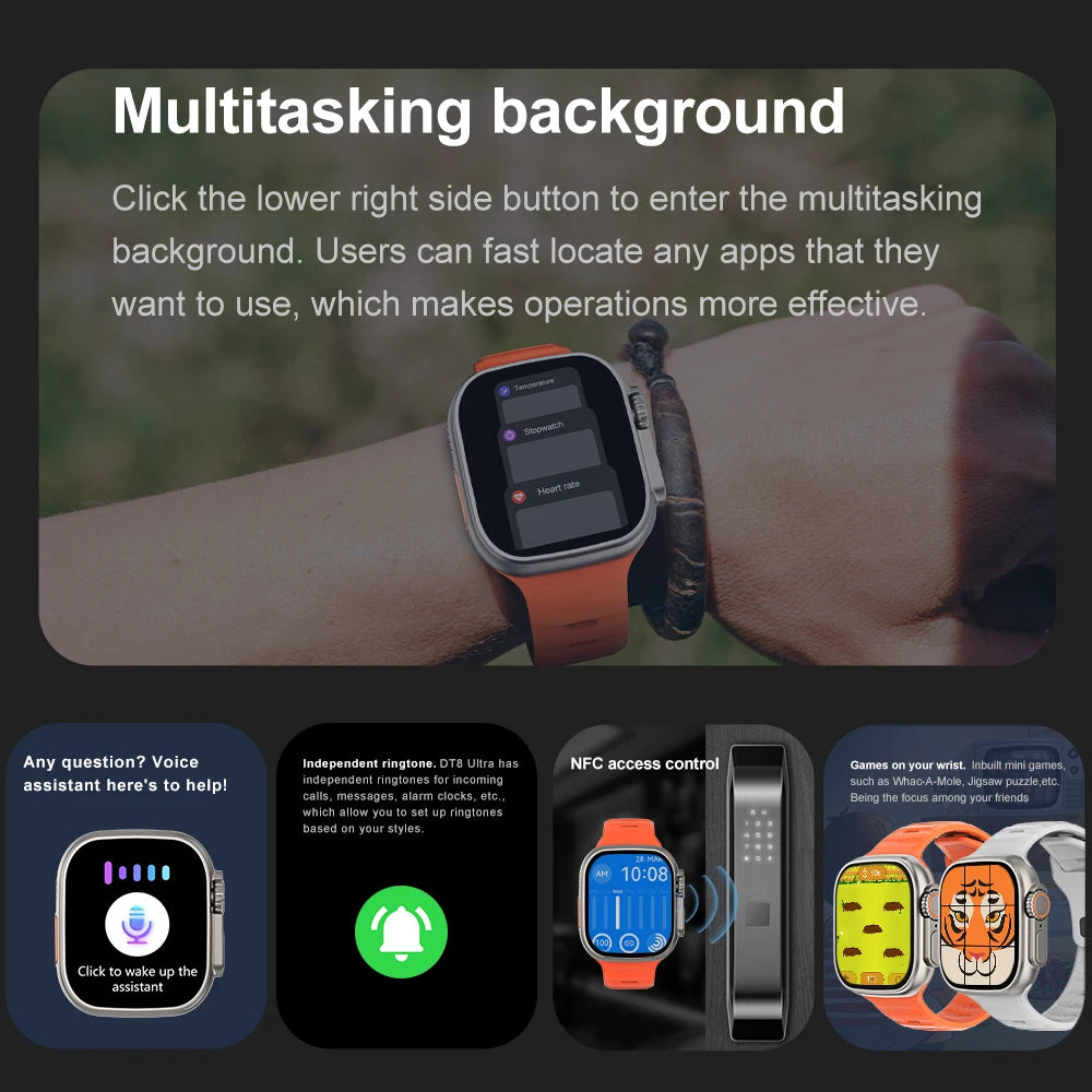 For Apple Smart Watch 10 ultra x 3 Pro MAX Gen2 49mm Amoled Screen Smartwatch Refresh Rate Wireless Charging Men Women For Sport