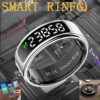 New Smart Ring R11 LED Display Screen Gesture Sweep Video Heart Rate Sleep Monitor 5ATM Waterproof Wireless Charging Rings 2025