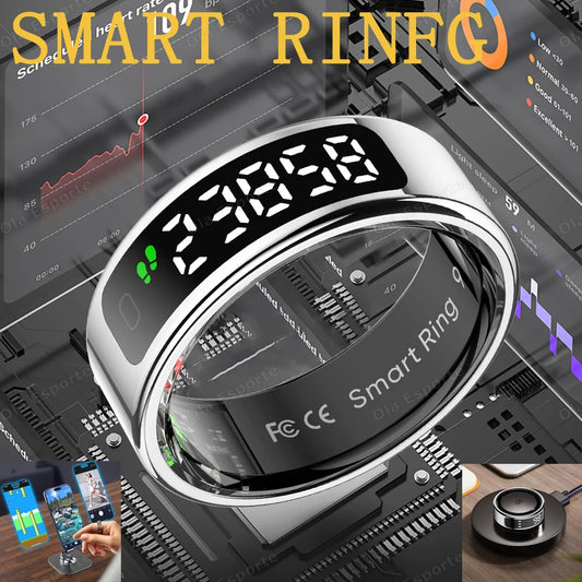 New Smart Ring R11 LED Display Screen Gesture Sweep Video Heart Rate Sleep Monitor 5ATM Waterproof Wireless Charging Rings 2025