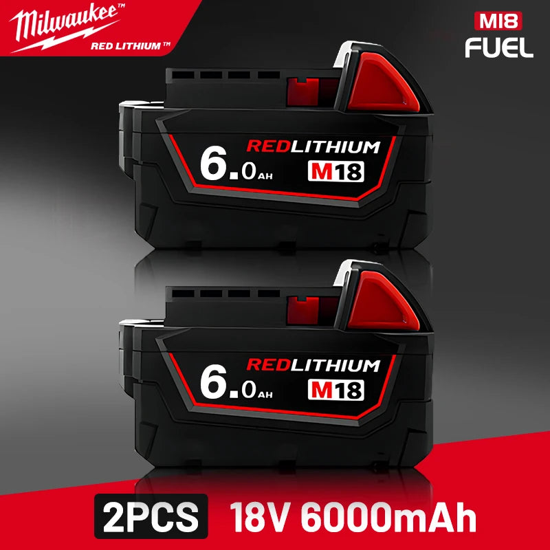 original Milwaukee M18 Power Tool Battery, Charger, 18V 6Ah Li-Ion M18B5 48-11-1860 48-11-1850 48-11-1840 48-11-1830 48-11-1820