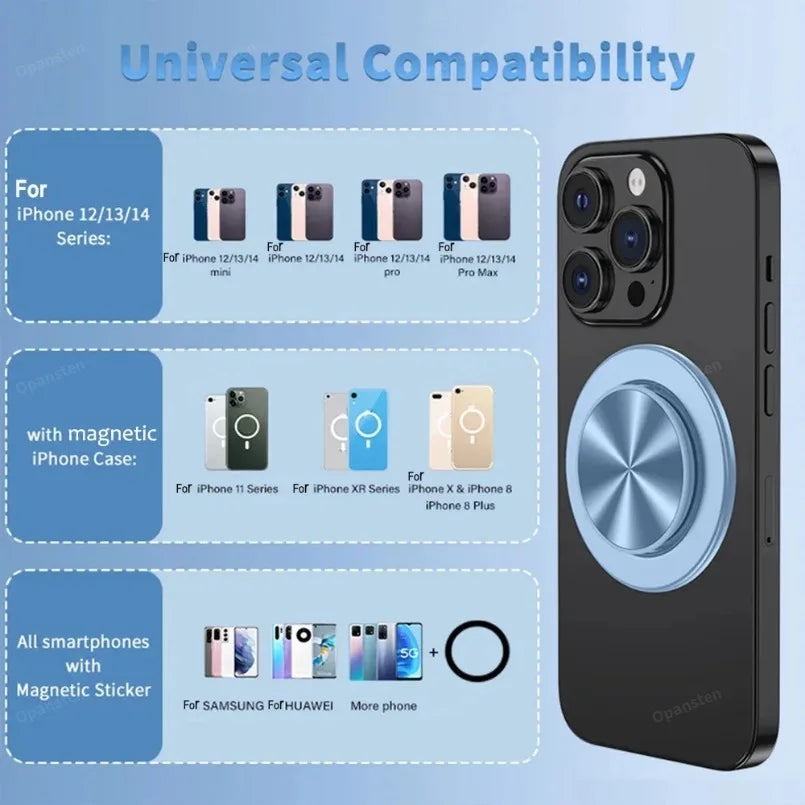 52 Magnet Magnetic Folding Mobile Phone Grip Holder Socket Pocket For Magsafe IPhone Samsung Safe Ring Finger Expanding Stand