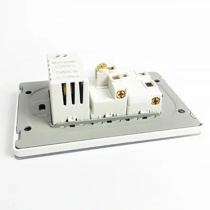 T&I US Standard 118 Wall Outlet with Switch, Tempered Glass Panel, USB and Type-C Charging Ports
