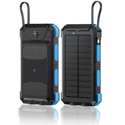 Self-wired fast charging wireless solar charging treasure 20000 mA Compass waterproof mobile power