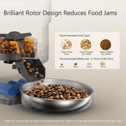 5L Button WiFi Automatic Cat Feeder with Stainless Steel Bowls Furpipi Smart Pet Cat and Dogs Food Dispenser Feeder Pet Feeder