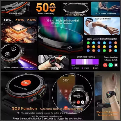 For Huawei Popular outdoors GPS Sports Smart Watch Men Heart Rate AMOLED 3ATM IP69K Waterproof 500mAh Infrared NFC HD Call Watch