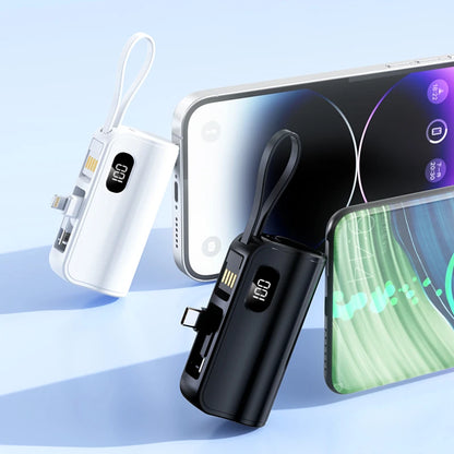 3/1 Capsule Power Banks 5000mah Mini Charging Emergency Tail Plug 22.5w Mobile Shared Powerbank Built-in Cable/invisible Bracket