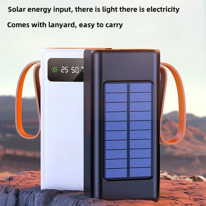 90000mAh Large Capacity Portable Power Bank with Solar or Camping Light Function Fast Charging External Backup Battery