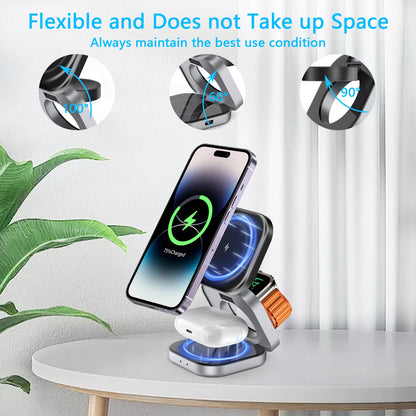 3 in 1 Wireless Charging Stand - Magnetic, Foldable, Fast Charging for iPhone, iWatch, AirPods，usb c to lightning adapter