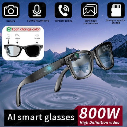 LIGE AI Smart Glasses 8MP HD Camera Video Bluetooth Call Intelligent Translation 270mAh Battery Voice Assistant Music Sunglasses