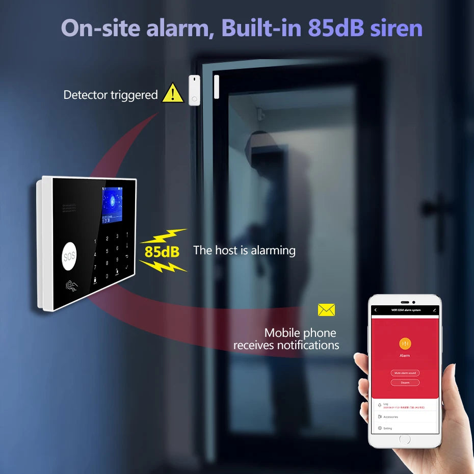 KERUI 4G/WiFi Home Alarm System with 3 Wired Zones Wireless Alarm System for Home/Office/Garage Burglar Security Protection G34