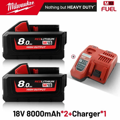 original Milwaukee M18 Power Tool Battery, Charger, 18V 6Ah Li-Ion M18B5 48-11-1860 48-11-1850 48-11-1840 48-11-1830 48-11-1820