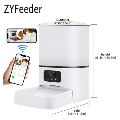 6L Large capacity Cat Smart Pet Feeder Wi-Fi & Camera Controlled  Feeder 2 million pixel  Automatic Dog & Cat Food Dispenser