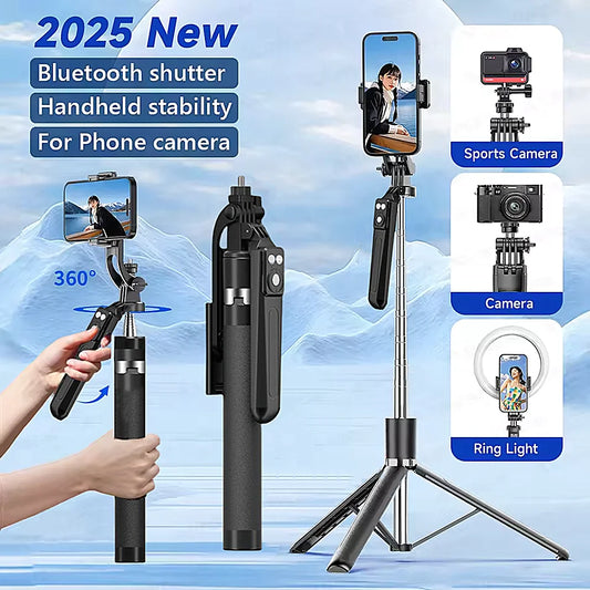 Roreta 2025 1.7M 360° rotation selfie stick with Bluetooth shutter Wireless phone holder brackets Tripod for Smartphone Camera