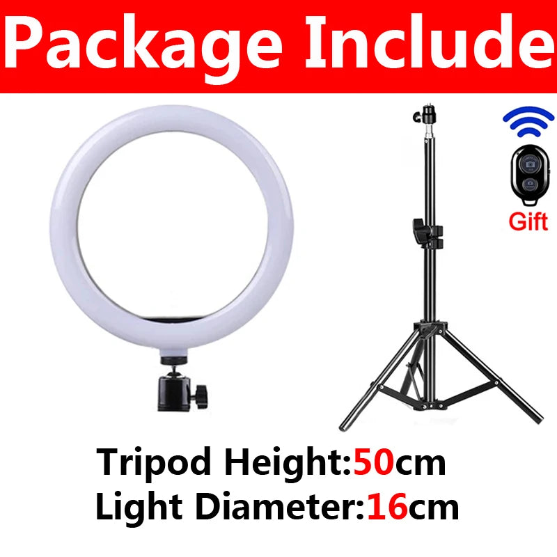 10inch Video Lights Dimmable Light Selfie LED Ring Light USB Ring Lighting Lamp With Tripod Stand To Make Youtube Ringlight Lamp