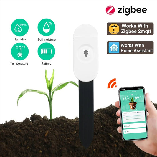 Smart Zigbee Soil Moisture Sensor Detector Temperature Humidity Moisture Real Time Monitor Works with Home Assistant  Z2M
