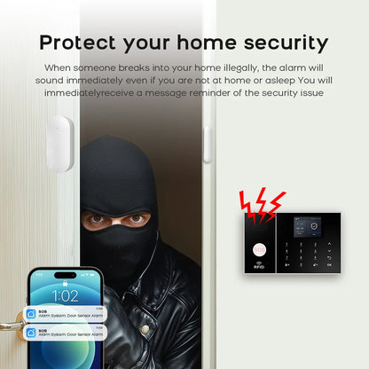 Wireless Home Alarm System Phone 4G Wifi Residential alarm Tuya Smart Home Child Safety protection Anti-theft Camera automation