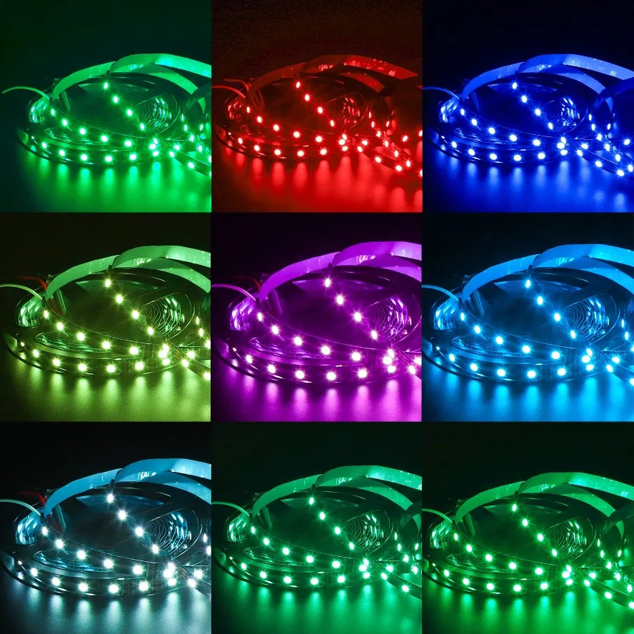 WS2812B RGB Colored Light SMD5050 RGBIC 5V Smart Waterproof LED Strip Individually Addressable IC 30/60/144Pixels/Leds/m Light
