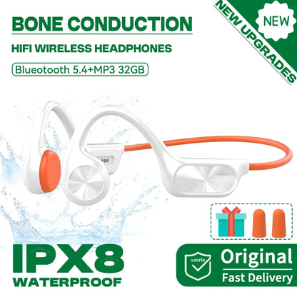 Original Bone Conduction Wireless Headphones Bluetooth 5.4 32GB MP3 Player IPX8 Waterproof Swimming Sports HIFI Music Headsets