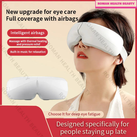 Smart Heated Eye Massager with Steam & Rechargeable, Kids/Adults Eye Care Mask for Relieving Eye Strain, Headache,Portable Sleep