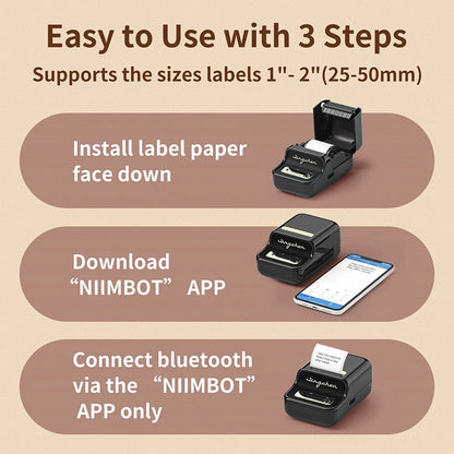 Niimbot B21 Wireless Thermal Label Printer Mini Portable Barcode Label Maker Moble Phone Price Tag Sticker Machine 20mm - 50mm
