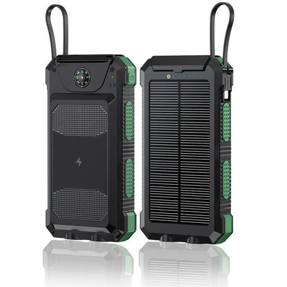 Self-wired fast charging wireless solar charging treasure 20000 mA Compass waterproof mobile power