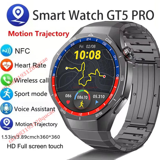 2025 New Watch GT5 Pro Smart Watch 1.5“ AMOLED Screen NFC GPS Tracker BT Calls Health Waterproof Smartwatch Men Women For Huawei