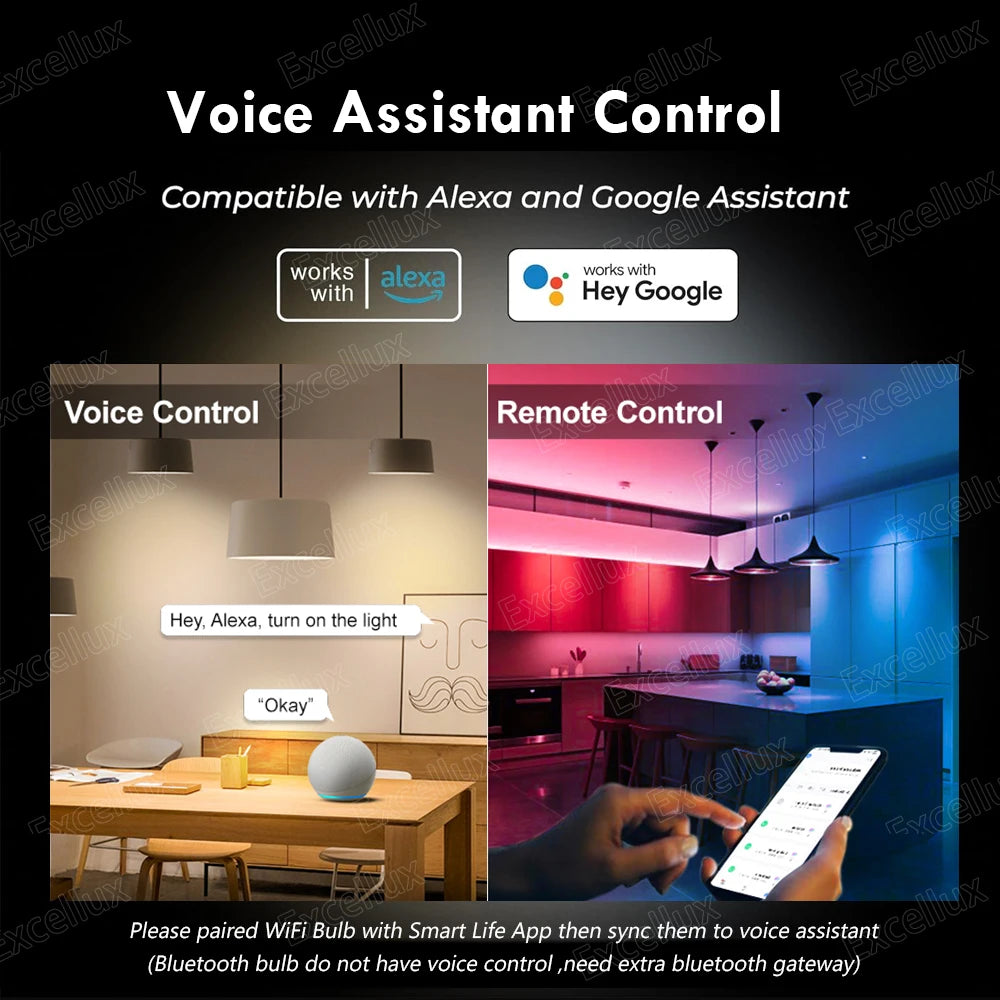 Tuya E27 Led Lamp App Control Bluetooth /WiFi Led Light Bulbs 15W RGB CW WW Smart Bulb Works With Amazon Alexa Google Assistant