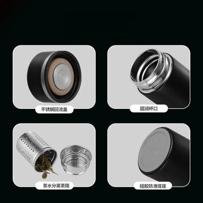 500ml Stainless Steel Insulated Thermos Bottle 316 Intelligent Water Cup High-end Tea Cup Business Gift One Cup with Double Lids