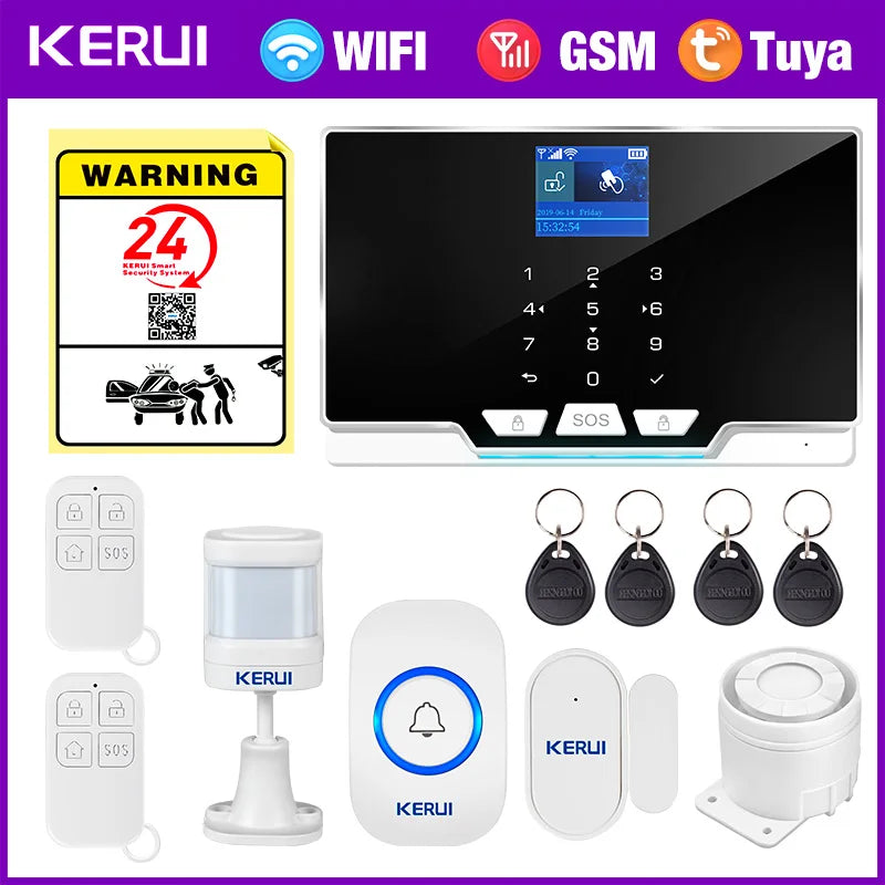 KERUI House Alarm for Home Alarm System Tuya Smart/ Smart Life Burglar Alarm Kit with Motion Sensor Detector Siren G20
