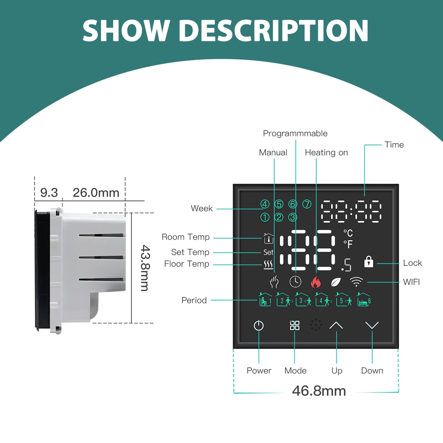 BSEED LED Touch Screen Electric Floor Heating Water Boiler Room Thermostat Module Part WIFI Alexa Temperature Controller APP