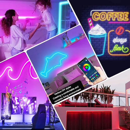 Tuya WIFI Led Strip Lights 5M 3M 2M 1M Waterproof RGB LED Neon Light Work With Alexa 5V USB Fita Led Lamp For Home Decoration