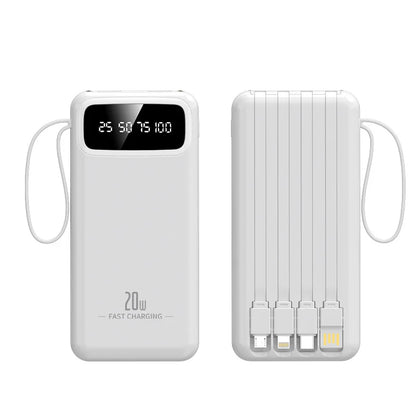 Large-capacity charging treasure 20000 mAh self-wired fast-charging mobile power gifts
