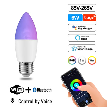 LED WIFI Smart Light GU10 Bulb 10w 6W E14 B22 E27  110V 220V Rgb Dimmable Spotlight Wifi Led Lamp Work With Alexa Google Home