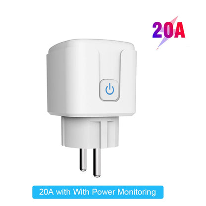 Tuya Zigbee Smart Plug 20A EU Smart Socket With Power Monitoring Timing Function Voice Control Via Alexa Google Home Yandex