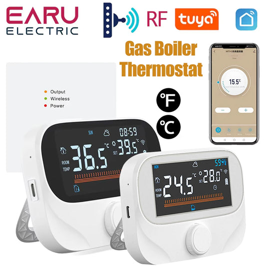 Tuya WiFi Smart Home Wireless Thermostat RF Battery Gas Boiler Water Heating Digital Temperature Controller Alexa Google Home